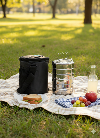 Hot and Cool Steel lunch Box With Fabric Bag