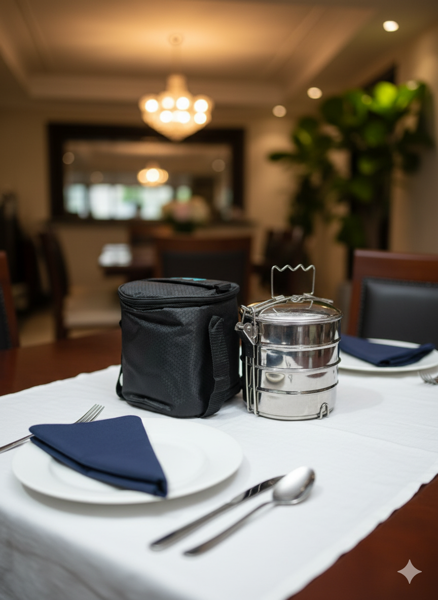 Hot and Cool Steel lunch Box With Fabric Bag