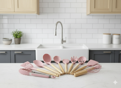 Kitchen Silicon Set 12pcs wood handle