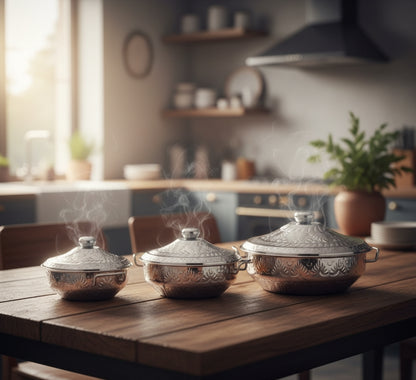 Stainless Steel Hotpot Set 3 pcss Naqsgi Style